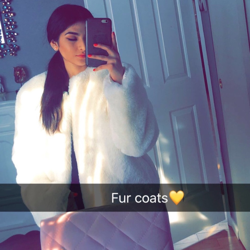 White fur coat